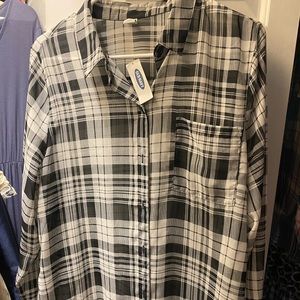 Sheer plaid button down, brand new with tags